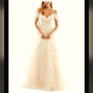 Elegant Cream Lace Off-Shoulder Dress